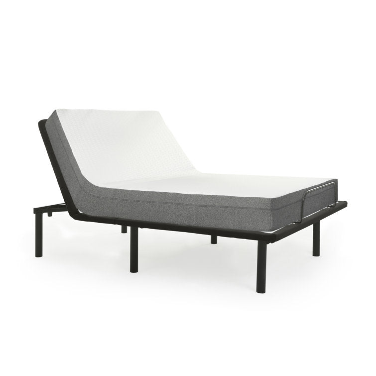 Murrieta 15" Adjustable Bed Frame with Memory Foam Mattress, Foot Retainer Bar