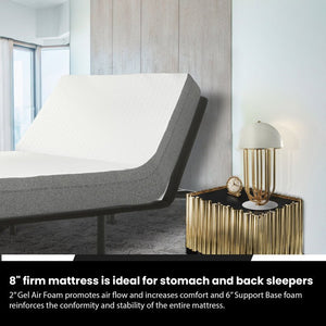 Murrieta 15" Adjustable Bed Frame with Memory Foam Mattress, Foot Retainer Bar - Stu's Home Improvement Outlet