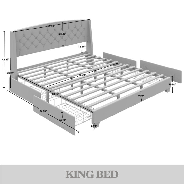 Laksha Upholstered Wingback Storage Bed - Stu's Home Improvement Outlet