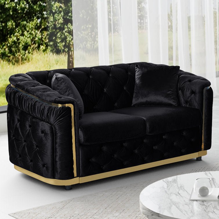 62.5" Velvet Chesterfield Loveseat - Stu's Home Improvement Outlet