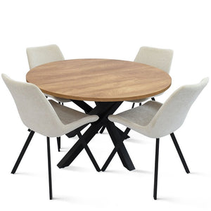 Pinkard 4 - Person Dining Table Sets With 46'' Round Table & 4 Upholstered Chenille Chairs - Stu's Home Improvement Outlet