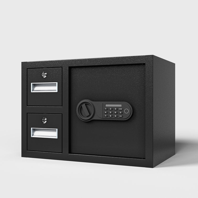 Biometric Gun Safe Box with Fingerprint Lock – Fireproof & Anti-Theft Pistol Safe for Home & Office – Digital Keypad & Key Entry, Adjustable Storage, Pre-Drilled Holes for Mounting – Secure Cash, Jewelry, Passports, Ammo