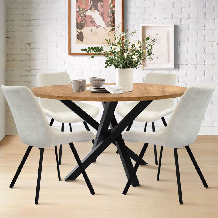Pinkard 4 - Person Dining Table Sets With 46'' Round Table & 4 Upholstered Chenille Chairs - Stu's Home Improvement Outlet