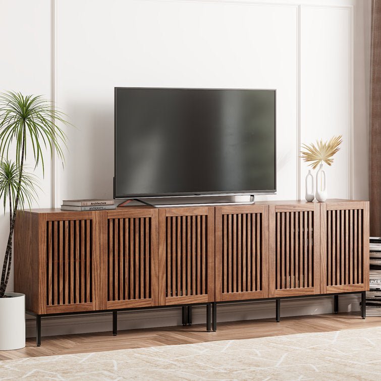 Farmhouse Tv Stand For Tvs Up To 100 Inch, 2 In 1 Entertainment Center Tv Console With Storage Cabinets And Metal Base - Stu's Home Improvement Outlet