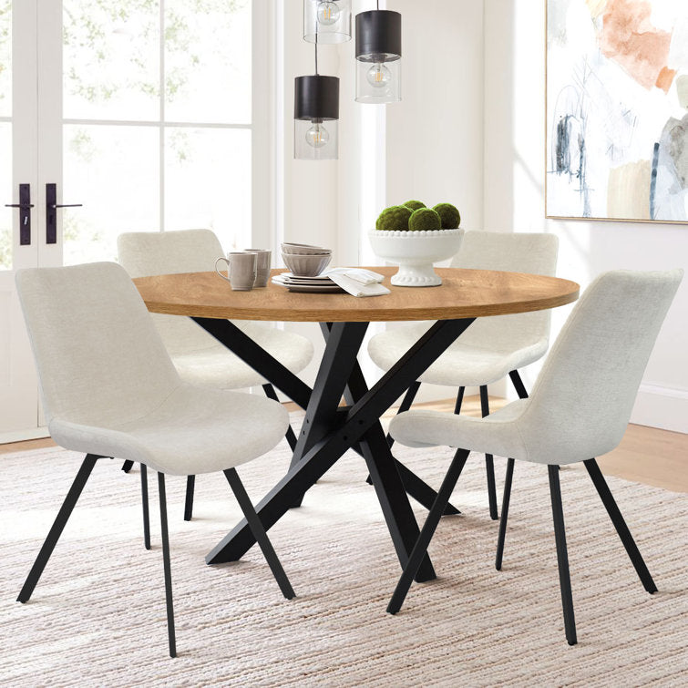 Pinkard 4 - Person Dining Table Sets With 46'' Round Table & 4 Upholstered Chenille Chairs