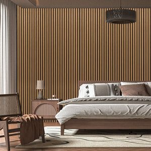 2Pcs 16''x104'' Wood Look Acoustic Wall Paneling,3D Sound proof Slat Wall Panels for Interior Wall Decor(23 sq.ft./Case) - Stu's Home Improvement Outlet