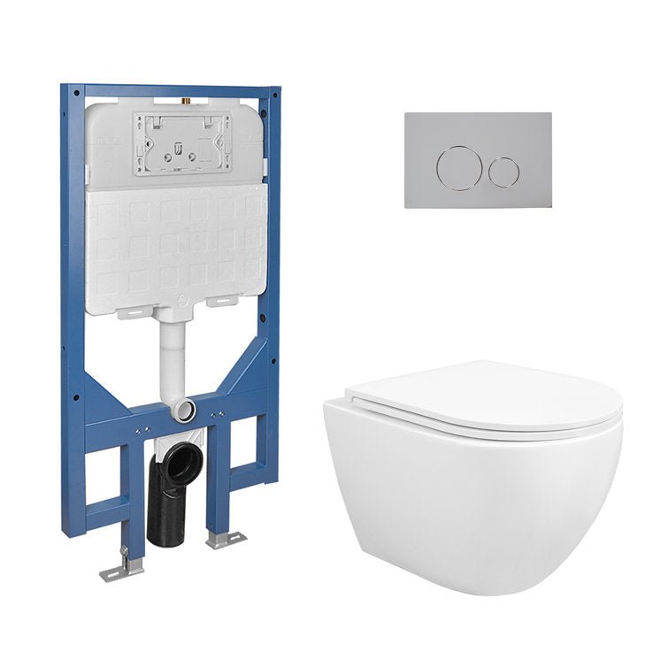 Two - Piece Toilet Dual Flush Elongated Wall Mount Toilet With Concealed In - Wall Hung Tank (Seat Included) - Stu's Home Improvement Outlet