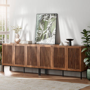 Farmhouse Tv Stand For Tvs Up To 100 Inch, 2 In 1 Entertainment Center Tv Console With Storage Cabinets And Metal Base - Stu's Home Improvement Outlet