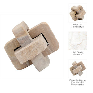 5" Marble Geometric Orb - Contemporary Abstract Interlinking Geometric Shape - 5" x 5" x 5" - Stu's Home Improvement Outlet