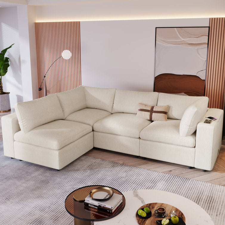 4 - Piece Modular Upholstered Sectional
