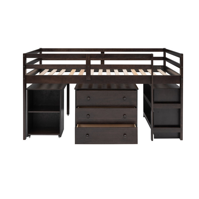 Anne 3 Drawer Low Loft Bed with Dresser, Desk and Shelves by Three Posts Baby & Kids