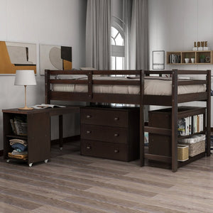 Anne 3 Drawer Low Loft Bed with Dresser, Desk and Shelves by Three Posts Baby & Kids - Stu's Home Improvement Outlet