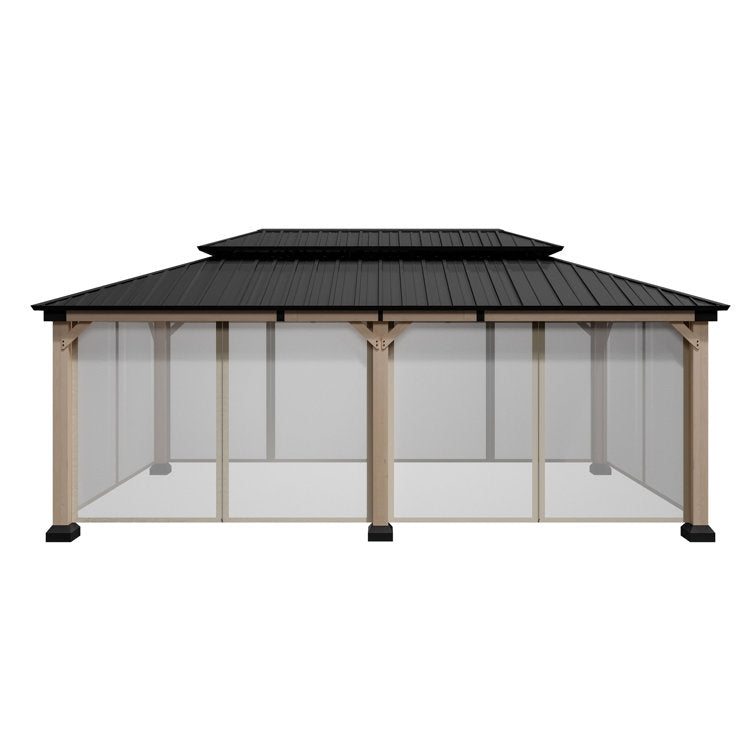 Beverly Hills 20 Ft. W x 12 Ft. D Solid Cedar Wood Patio Gazebo with Mesh Screens