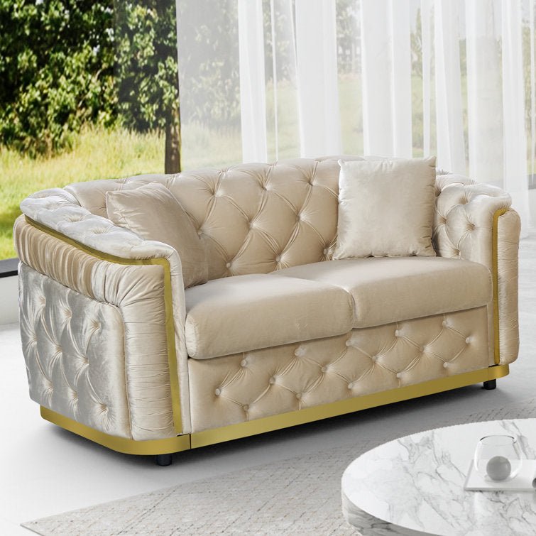 62.5" Velvet Chesterfield Loveseat - Stu's Home Improvement Outlet