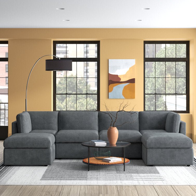 Annai 129" Wide Reversible Modular Corner Sectional with Ottoman - Stu's Home Improvement Outlet