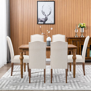 Behare Linen Full Back Side Chair Dining Chair with Nailhead Trim (Set of 2) - Stu's Home Improvement Outlet