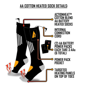 Unisex Large/X - Large Black Cotton AA Heated Sock - Stu's Home Improvement Outlet
