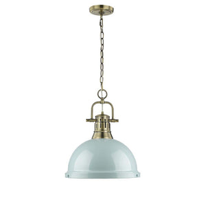 Duncan AB 1 - Light Aged Brass Pendant with Seafoam Shade - Stu's Home Improvement Outlet