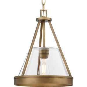 Aleswith Collection 60 - Watt 12 in. 1 - Light Aged Bronze Pendant Light with Clear Glass Shade No Bulbs Included - Stu's Home Improvement Outlet