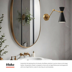 Blake 5 - in 1 Light 60 - Watt Aged Gold/Matte Black Vanity Light - Stu's Home Improvement Outlet