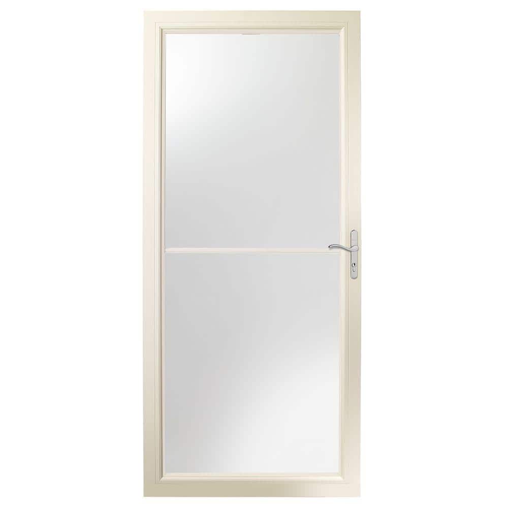 36 in. x 80 in. 2000 Series Almond Universal Self-Storing Aluminum Storm Door with Nickel Hardware
