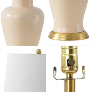 Julian 29 in. Traditional Classic Ceramic Urn LED Table Lamp, Almond - Stu's Home Improvement Outlet