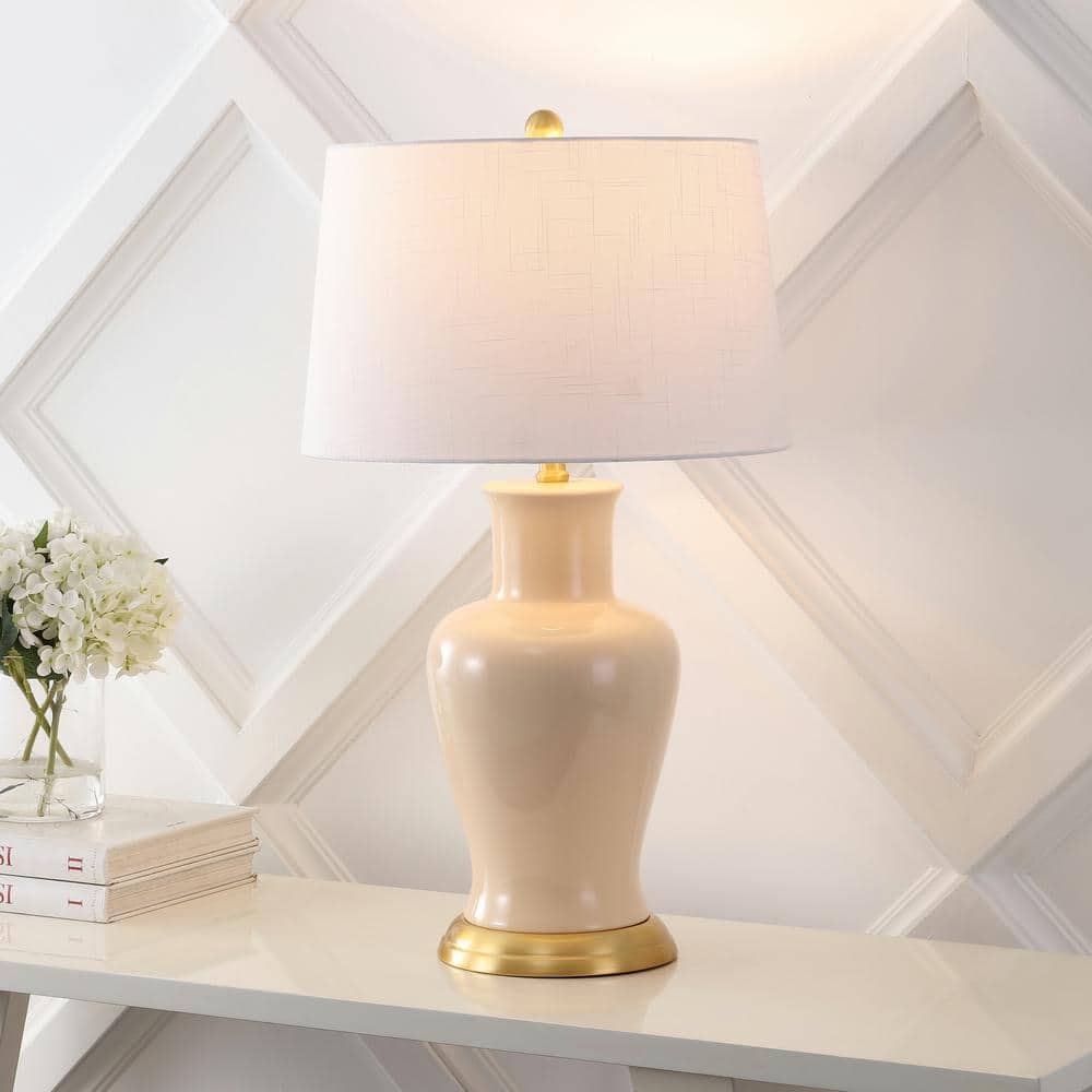 Julian 29 in. Traditional Classic Ceramic Urn LED Table Lamp, Almond - Stu's Home Improvement Outlet