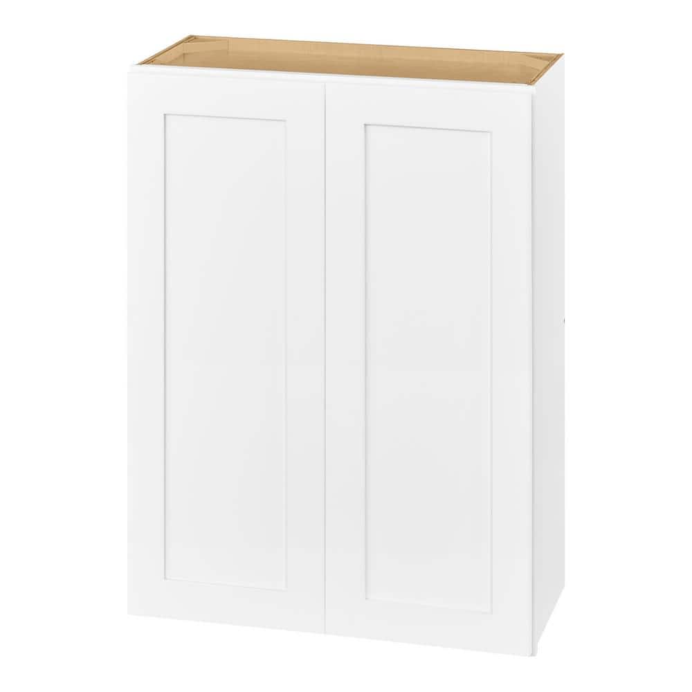 Avondale Shaker Alpine White Quick Assemble Plywood 27 in Wall Kitchen Cabinet (27 in W x 36 in H x 12 in D)