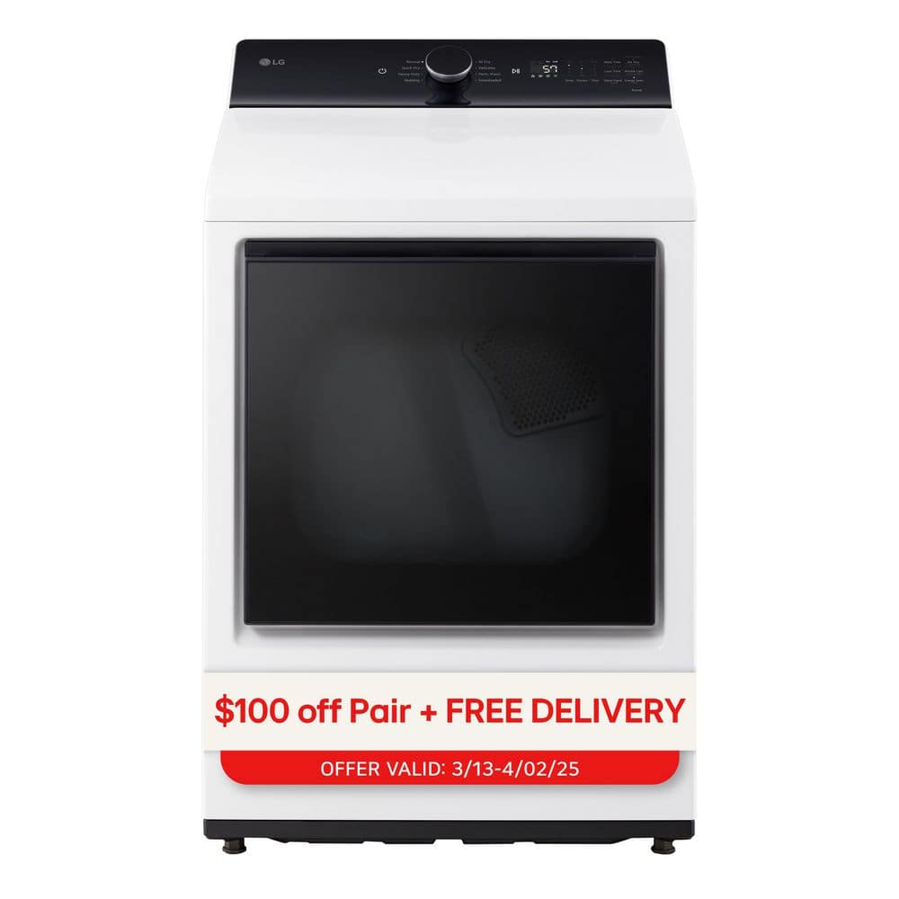 LG 7.3 cu. ft. Vented SMART Electric Dryer in Alpine White with EasyLoad Door and Sensor Dry Technology (DLE8400WE)