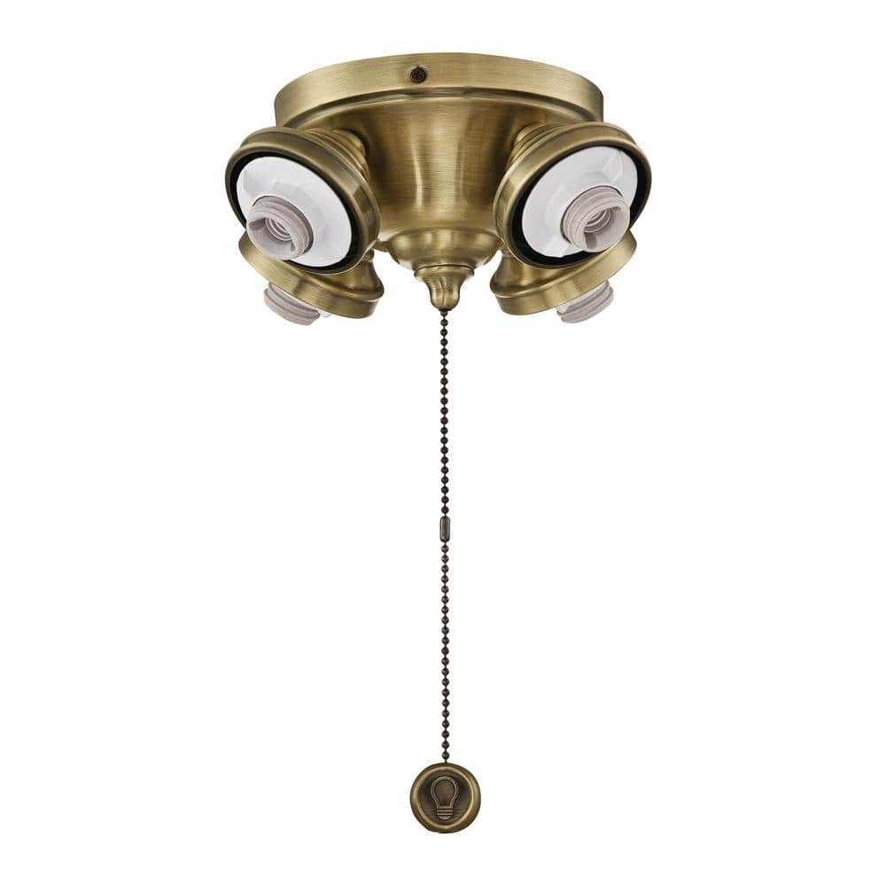 4 - Light Antique Brass Ceiling Fan Fitter LED Light Kit - Stu's Home Improvement Outlet