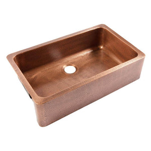 Adams 36 in. Farmhouse Apron Front Undermount Single Bowl 16 Gauge Antique Copper Kitchen Sink - Stu's Home Improvement Outlet