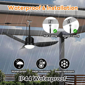 42 in. Indoor/Outdoor Black Waterproof Gazebo Ceiling Fans with Lights Patio Hanging, Plug in for Farmhouse Porch - Stu's Home Improvement Outlet