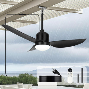 42 in. Indoor/Outdoor Black Waterproof Gazebo Ceiling Fans with Lights Patio Hanging, Plug in for Farmhouse Porch - Stu's Home Improvement Outlet