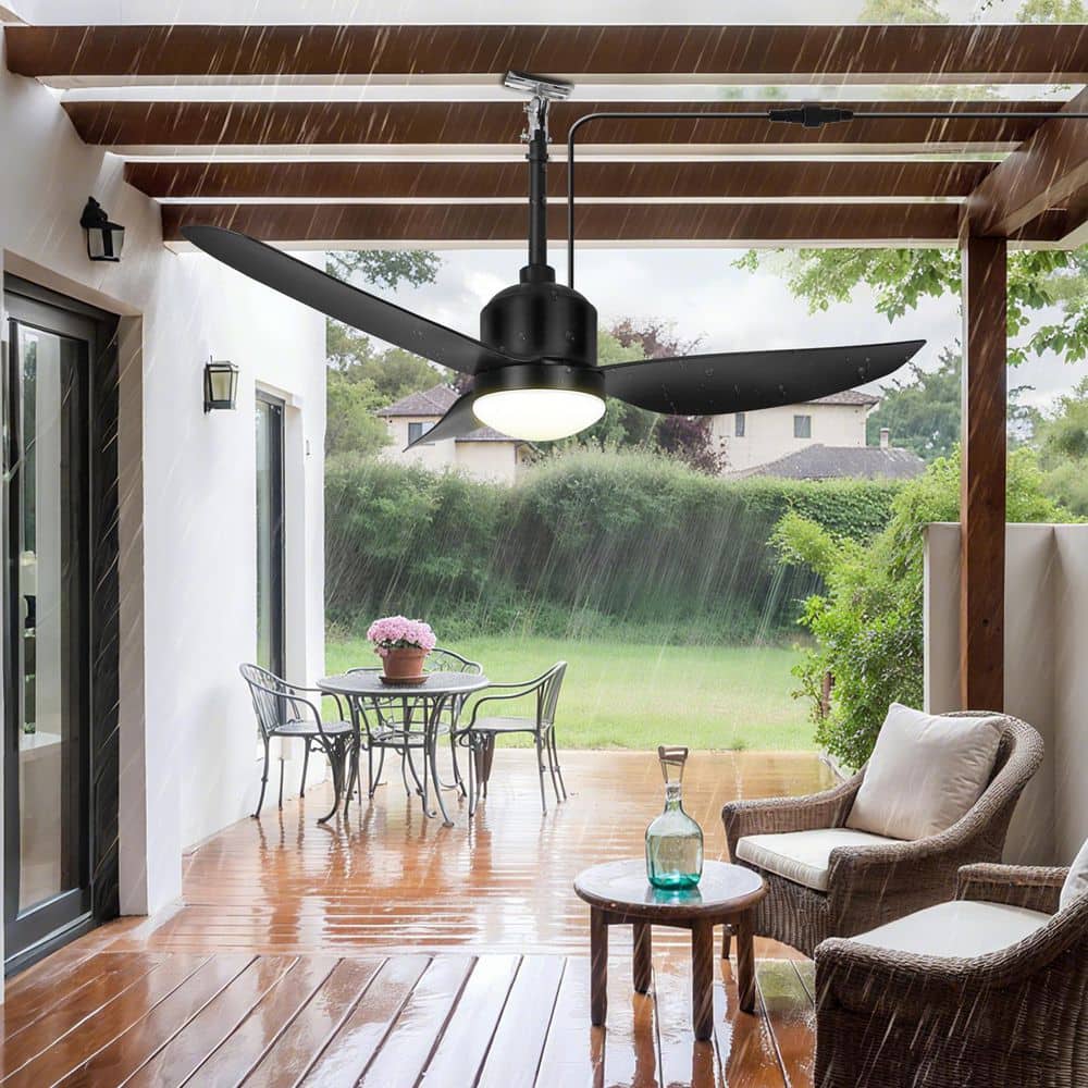 42 in. Indoor/Outdoor Black Waterproof Gazebo Ceiling Fans with Lights Patio Hanging, Plug in for Farmhouse Porch