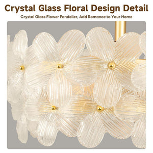 22 in. Indoor Gold Glass Flower Ceiling Fan with Light, Caged Fandelier with Remote Control, 6 - Speeds for Bedroom - Stu's Home Improvement Outlet