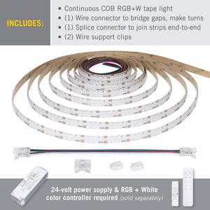 RibbonFlex Pro 24 - Volt RGB+W COB 8.2 ft. Hardwired Dimmable Cuttable Color - Changing Integrated LED Strip Light Tape - Stu's Home Improvement Outlet