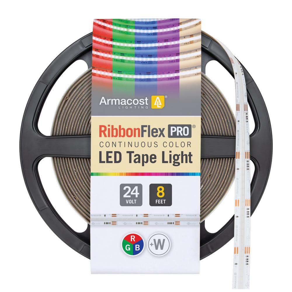 RibbonFlex Pro 24 - Volt RGB+W COB 8.2 ft. Hardwired Dimmable Cuttable Color - Changing Integrated LED Strip Light Tape - Stu's Home Improvement Outlet