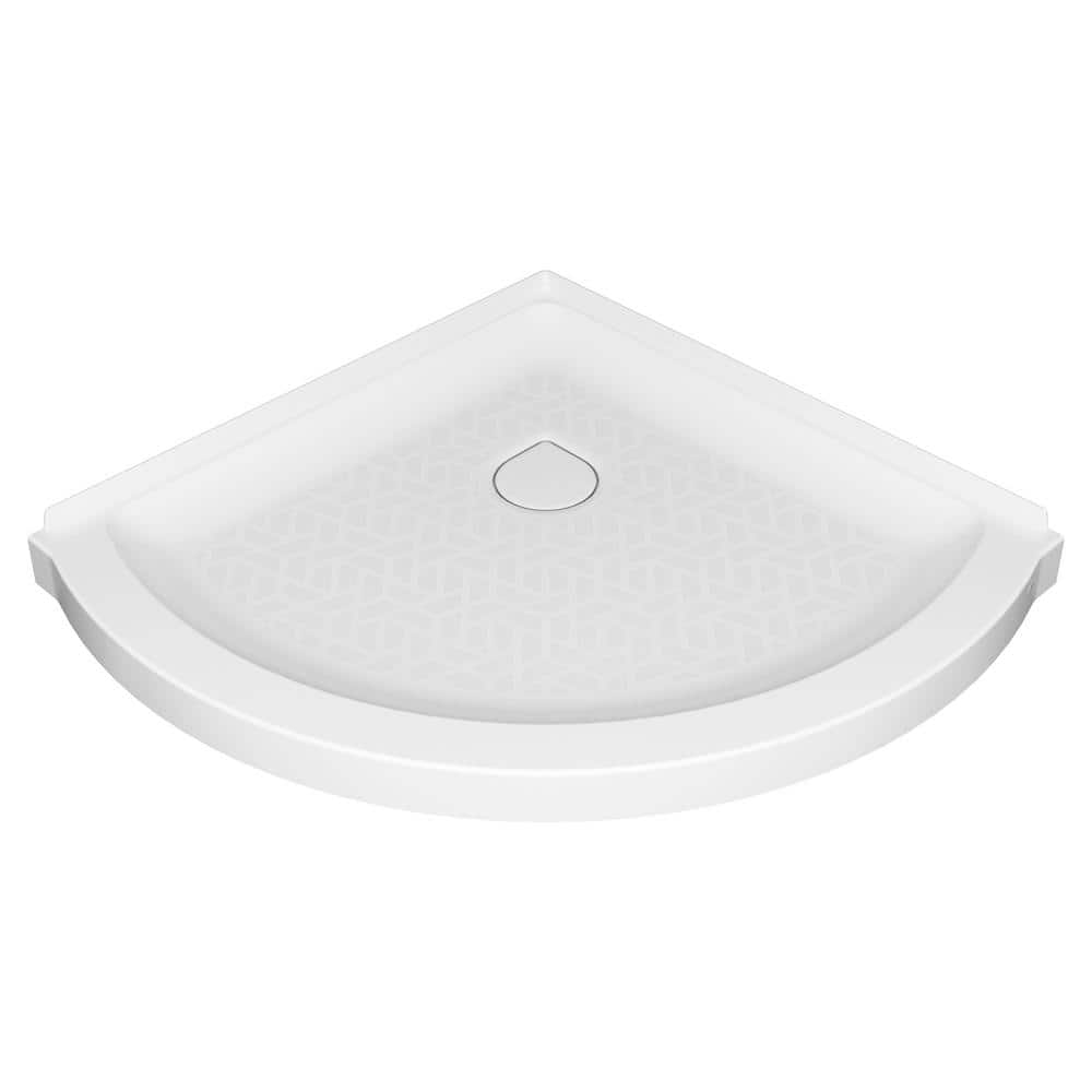 Ovation Curve 36 in. L x 36 in. W Corner Shower Pan Base with Center Drain in Arctic White