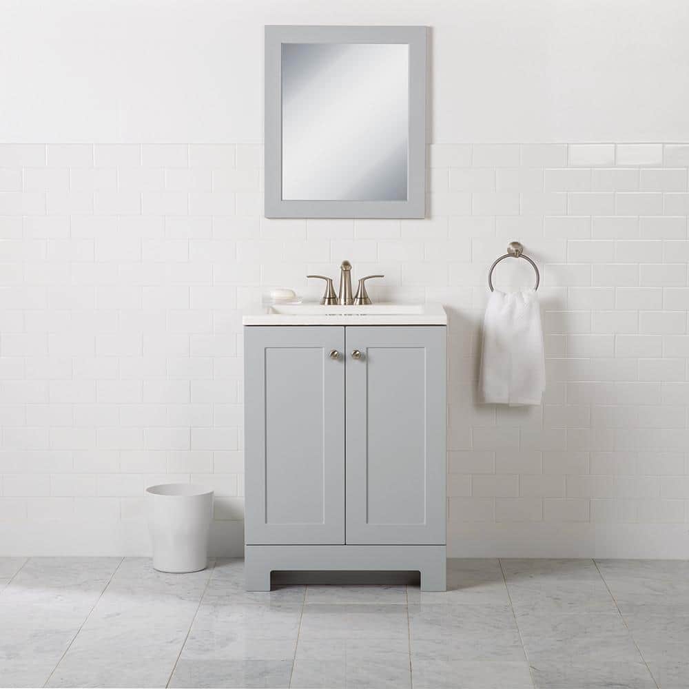 24.25 in. W x 18.75 in. D x 32.89 in. H Bath Vanity in Pearl Gray with White Cultured Marble Vanity Top