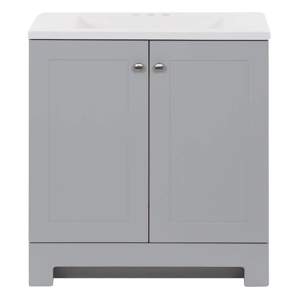 30.25 in. W x 18.75 in. D x 32.89 in. H Bath Vanity in Pearl Gray with White Cultured Marble Vanity Top