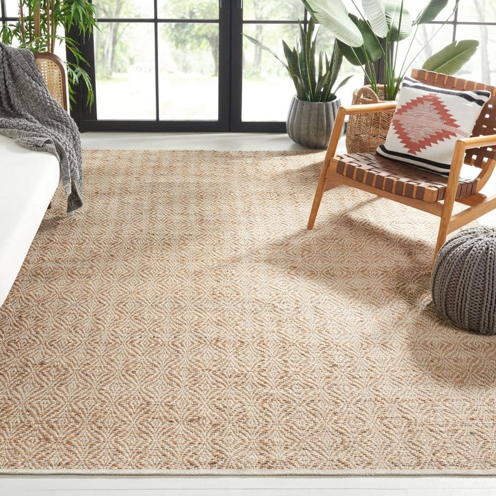Natural Fiber Beige 8 ft. x 10 ft. Diamond Border Area Rug - Stu's Home Improvement Outlet
