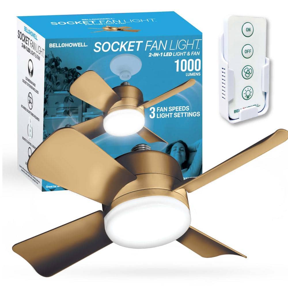 Socket Fan 15.7 in. Indoor LED Bright Light Bronze Ceiling Fan with Remote - Stu's Home Improvement Outlet