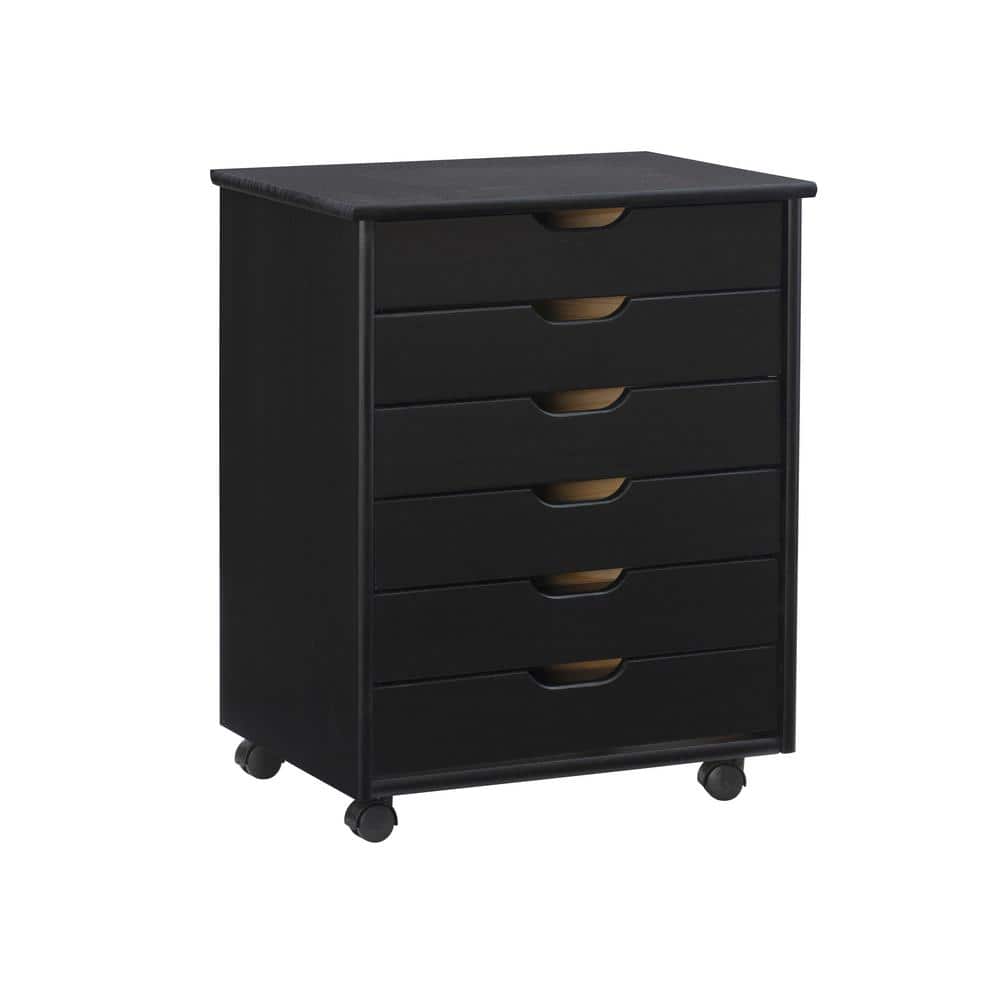 McLeod Black Six Drawer Wide Rolling Accent Cabinet - Stu's Home Improvement Outlet