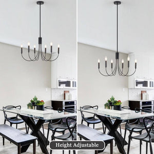 6 - Light Black Industrial Dining Room Candle Chandelier Modern Farmhouse Pendant Light - Stu's Home Improvement Outlet