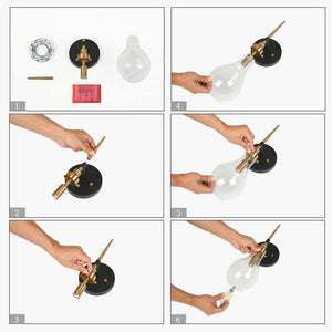 15 - in H. Modern Bedroom Teardrop Wall Sconce 1 - Light Black and Brass Gold Bathroom Vanity Light with Clear Glass Shade - Stu's Home Improvement Outlet