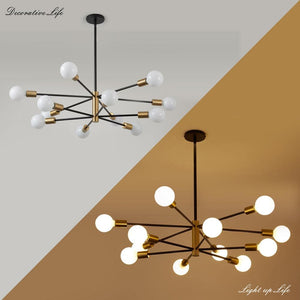 12 - Light Height Adjustable Mid - Century Ceiling Light Black And Gold Metal Linear Sputnik Chandelier No Bulbs Included - Stu's Home Improvement Outlet