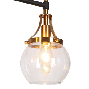 36 in. Transitional 5 - Light Black and Brass Linear Chandelier with Clear Globe Glass Shades for Kitchen Island - Stu's Home Improvement Outlet