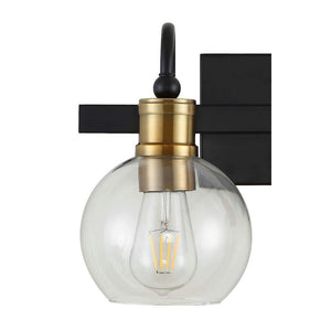 Marais 14.5 in. 2 - Light Black/Brass Gold Iron/Glass Rustic Vintage LED Vanity Light - Stu's Home Improvement Outlet