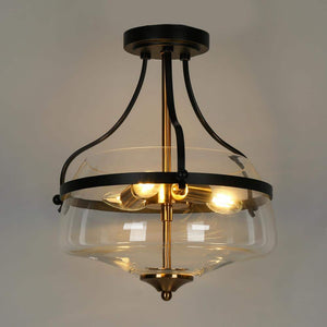 Modern Farmhouse Bowl Semi - Flush Mount Lighting, 3 - Light Transitional Ceiling Lights with Clear Glass Shade - Stu's Home Improvement Outlet