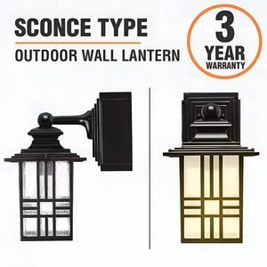 Mission 12.9 in. 1 - Light Black with Bronze Highlight Outdoor Wall Light Lantern Sconce with Built - In Electrical Outlet - Stu's Home Improvement Outlet
